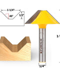 V Groove Router Bit With One Quarter Inch Shank Flat Bottom For Grooving And Lettering, Two Flute Carbide Cutters