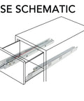Schematic of Beefy 18 Inch Undermount Drawer Slides 6 Pair Set With Full Extension Soft Close Concealed Runners and brackets