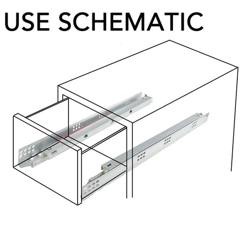 Schematic of Heavy-Duty 15 Inch Undermount Drawer Slides Set, 10 Pairs Full Extension Soft Close Concealed Runners installation