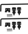 12 Inch Heavy Duty Carbon Steel Ground Drop Gate Latch With Rust Resistant Black Finish, includes parts and screws for installation.