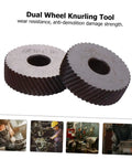 Pro Grade Knurling Tool Wheel Set for Lathe With Diagonal, Pivot Head, And Dual Wheel Options, steel roller close-up