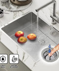 Kitchen Sink Basket Strainer Replacement For Standard Drains 3.25 Inch Chrome Plated Stainless Steel With Rubber Stopper in sink