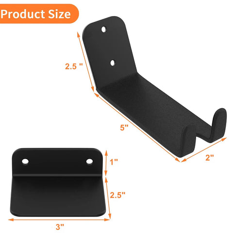 Dimensions of Two Pack Bike Pedal Hanger Wall Mount, Heavy Duty Horizontal Bike Rack For Garage Wall, 5x3 inches, black steel