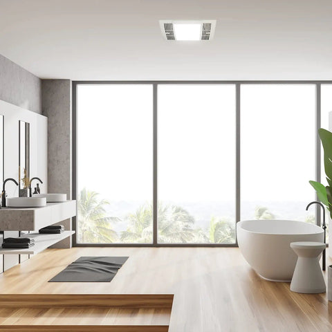 Modern bathroom with Ultra Quiet 90 CFM Bathroom Exhaust Fan With Light Powerful Moisture And Odor Ventilation For Your Home One Point Five Sones