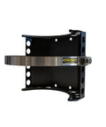 Side view of Stainless Steel Propane Bracket For Ten Pound Tanks Marine Grade Black Finish Beefy Build For Rugged Boat Use Fits Worthington Ten Pound Tank Durable Boat Ready Holder