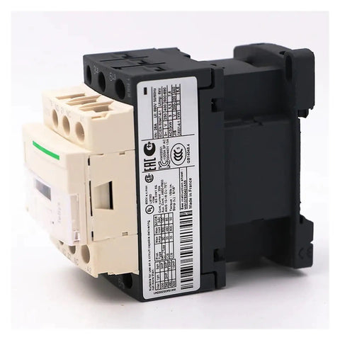 AC Electromagnetic Contactor Three-Phase 3P 3NO, 12A Load, 120V Coil, Heavy-Duty Beefed-Up Industrial Relay For Motors And Control Panels, Reliable Start-Stop Switching For High-Current Machinery, black and white side view