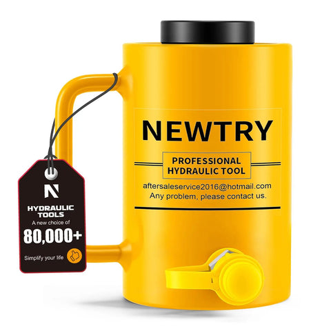 30 Ton Hydraulic Hollow Ram Jack With 2 Inch Stroke And Compact Design Ideal For Heavy Duty Porta Power Applications And Precision Lifting Tasks In Tight Spaces Providing Reliable Performance, bright yellow design.