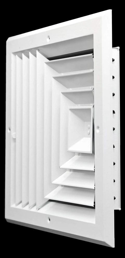 Adjustable 3 Way Air Diffuser Vent Cover For Ceiling Duct Opening 10x10 Inlet Fit Rust Proof Aluminum Grill White Finish