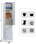 Five Cube Storage Cabinet With Doors For Small Spaces Space Saver Tall Plastic Organizer Shelves in white with items