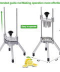 Pro Grade Citrus Slicer 8-Section With V-Shaped 420 Stainless Steel Blades Easy Wedger For Lemons And Limes NSF Certified Bar And Restaurant Use Durable Commercial Fruit Cutter For Fast, Even Slices on white background with dimensions indicated