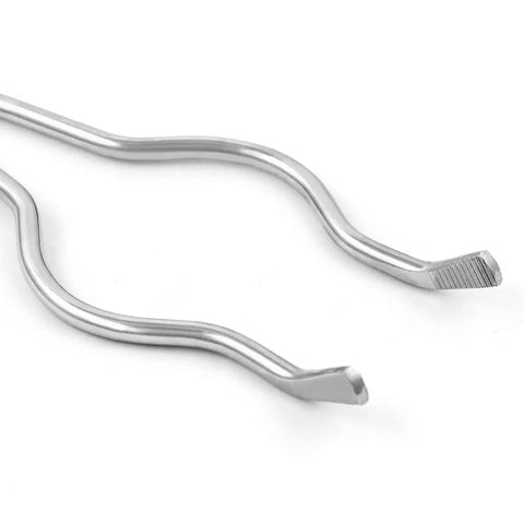 Close-up of 16 Inch Stainless Steel Crucible Tongs for Laboratory and Industrial Use Beefed Up Heavy Duty Rugged and Heat Resistant