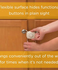 OutSmart Flex Lock White 4 Pack Childproof Cabinet Lock for Cabinets and Drawers No Drilling installation on knobs