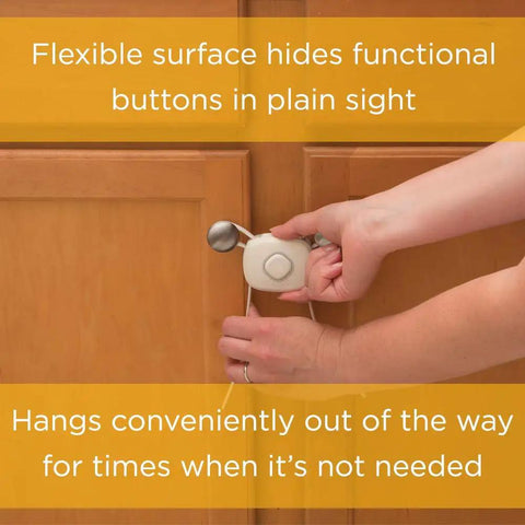 OutSmart Flex Lock White 4 Pack Childproof Cabinet Lock for Cabinets and Drawers No Drilling installation on knobs