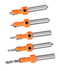 Five Piece Countersink Drill Bit Set With YG8 Alloy Cutter Heads, 2.8 To 4mm Drill Diameter, Oxidation Spray Treatment For Longer Life