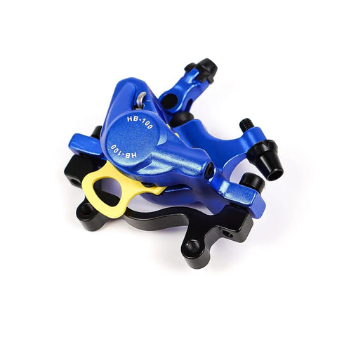 Blue hydraulic disc brake kit for mountain bikes and all road rigs, rear line pulling braking system, smooth stopping power