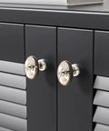 10 Pack Polished Nickel Oval Cabinet Knobs 35 Mm Zinc Drawer Knobs on dark cabinet doors with durable finish and easy mounting.