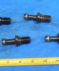 Heavy Duty Cat40 Mas1 Retention Knobs With Coolant Thru 10 Piece Pull Studs Kit displayed on blue background with measuring tape.