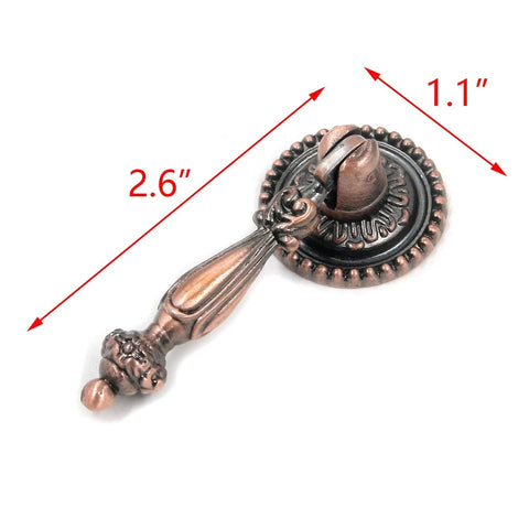 4Pcs Vintage Tear Drop Cabinet Pulls With Screws, Red Bronze Zinc Alloy Handles For Dresser, Closet And Furniture, 2.6 Inch (65mm) Drop Knob Set
