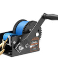 Beefy 3500 Lbs Boat Trailer Winch With 33 Ft Strap Heavy Duty Hand Winch For Boat Launch And Recovery Dual Speed Gear Ratio 4 To 1 And 8 To 1 For Smooth Fast Hauling, blue strap