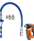 Quick Lock Grease Coupler Adapter Extensions For Grease Fittings with rotary handle and blue hose