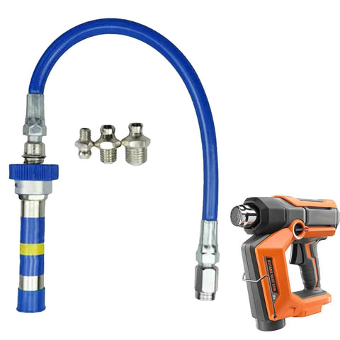 Quick Lock Grease Coupler Adapter Extensions For Grease Fittings with rotary handle and blue hose