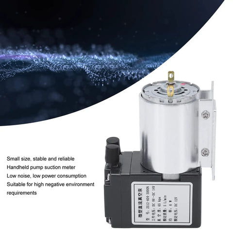 Dc 12V Mini Vacuum Pump With Quiet Operation Oil-Free Design For Sampling Instruments. High Performance Micro Diaphragm Air Compressor Aluminum Body Suction Pump For Gas Analysis And Lab Equipment.