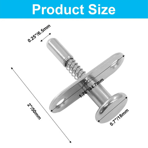 Heavy Duty Stainless Steel Loaded Spring Latch 6.5 By 50 Mm 2 Piece Pack for Cabinets and Doors showing dimensions and design detail.