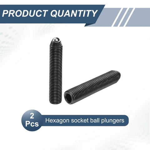 2Pcs High Carbon Steel M16X80MM Hex Socket Screw Thread Ball Plunger shown with hexagon socket head for quick adjustments.