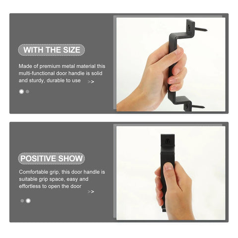 2 Pack Barn Door Handles Beefy Metal Sliding Door Pull Handles For Cabinet with Comfortable Grip in hand view