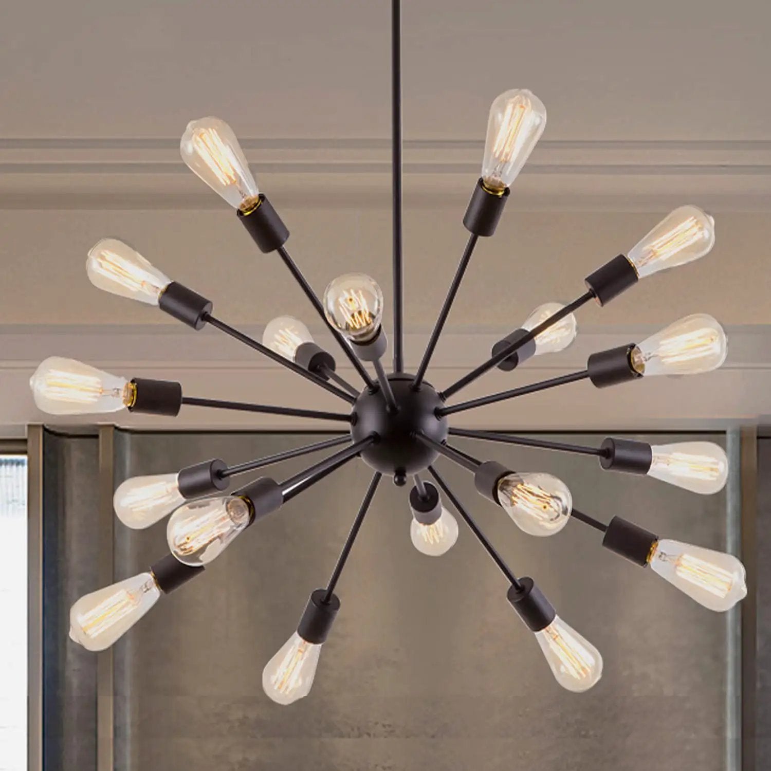 Black 18 Light Starburst Chandelier - 36 inch Modern ✓