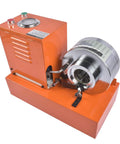 Heavy Duty Electric Hydraulic Hose Crimper 110V Portable Pipe Press Machine with chrome fitting and orange body.