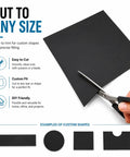 Ultra Grippy Self Adhesive Rubber Pad Sheet Heavy Duty Non Slip Backing being cut for DIY projects in black.