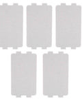Five Pack Replacement Mica Plates For Microwave Waveguide Covers displayed on a white background, high heat resistant, universal fit.