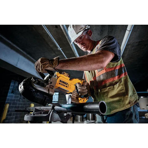 20V Max XR Band Saw Tool Only DCS376B Dual Handed With Dual Switch Activation And Perform And Protect, 5 Inch Cutting Capacity, 4 Inch Pipe Capacity, Brushless Motor For Durability, Integrated Hang Hook For Easy Storage