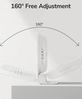 Compact USB Rechargeable Desk Fan With 4500mAh Battery Folding Design showing 160 degree tilt adjustment