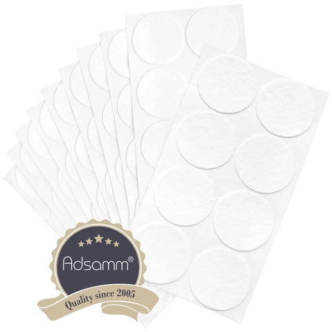 Top Tier Self Adhesive Felt Pads For Tables And Chairs Heavy Duty White Round Floor Glides on adhesive backing sheets.