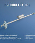 Transfer Case Shifter Linkage And Bushing Kit For Dodge Ram With Manual Shift 241 And 271 Transfer Cases 2005 2012 2500 3500 Diesel Models Includes 55366066AB And 68078974AA Components. silver linkage rod with bushing and mounting ends on blue background
