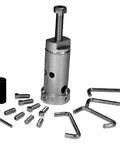 Supco Fbp100 Fan Blade And Blower Wheel Puller Tool Set With Included Alignment Gauge featuring a metal puller and various hardware for HVAC repair.
