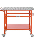 Front view of a Beefy 40-Inch By 24-Inch Welding Table On Wheels With 800 Lbs Static Load And 600 Lbs Dynamic Capacity, Locking Brakes.