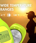 Straight Up Reliable CR2025 3V Lithium Button Batteries 10 Pack Heavy Duty Coin Cells next to fitness tracker in sunset.