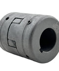 Close-up of Flexible 3 Piece L Jaw Coupling Set With Rubber Spider For Log Splitter showing HT250 cast iron material