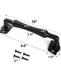 10 Inch Sliding Barn Door Handle Matte Black Cast Iron Door Pull with screws, showing dimensions