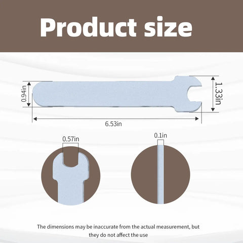 Diagram of 692900 Replacement Polisher Wrench for 7424XP 7424 7335 7336 97355 showing dimensions and ultra thin metal profile.