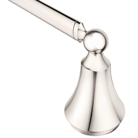 Close-up of Wynford 24-Inch Single Towel Bar in Polished Nickel Finish with Durable Wall Mount for Bathroom and Kitchen Use