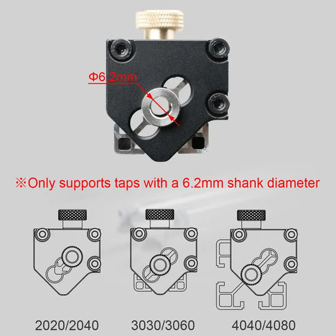 Aluminum Profile Tapping Assistant Tap Guide Jig For 20 30 40 Series European Standard Extrusion with 6.2mm support.