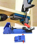 Pocket Hole Jig Wood Joinery Guide With Toggle Clamp And Step Drill Bit for Easy DIY Woodworking, on wooden surface