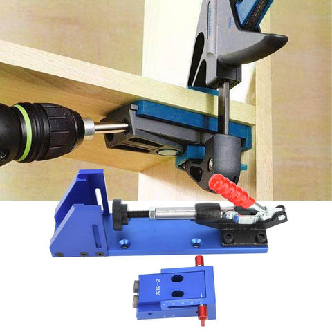 Pocket Hole Jig Wood Joinery Guide With Toggle Clamp And Step Drill Bit for Easy DIY Woodworking, on wooden surface