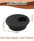 2 Inch Black Desk Grommet Cable Hole Cover For Easy Cable Management On Home Office Desks TV Stands And Tabletops Plastic