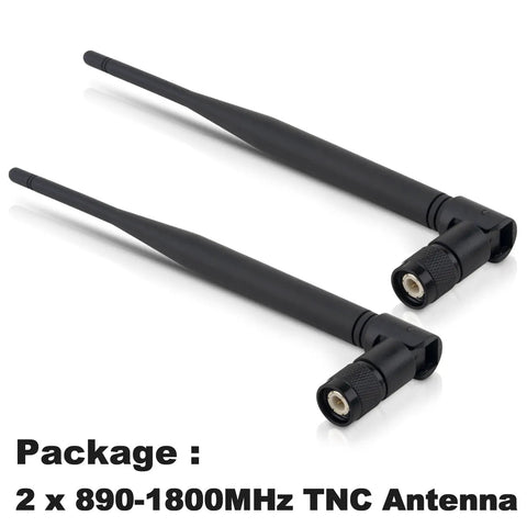 Wideband TNC Male SDR Antenna 890 To 1800MHz Omnidirectional Foldable 3dBi, two antennas with TNC connectors, black design
