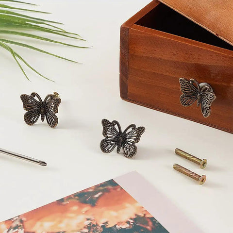 Vintage Butterfly Cabinet Knobs And Antique Bronze Drawer Pulls To Spruce Up Your Dresser Or Nightstand Using This Sweet Retro Animal Furniture Hardware With Solid Iron Screws For A Pretty Dang Nice Home Reno